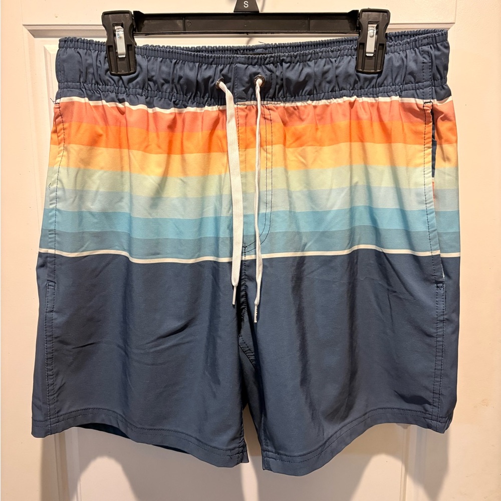 Vibrant Striped Swim Trunks for Men